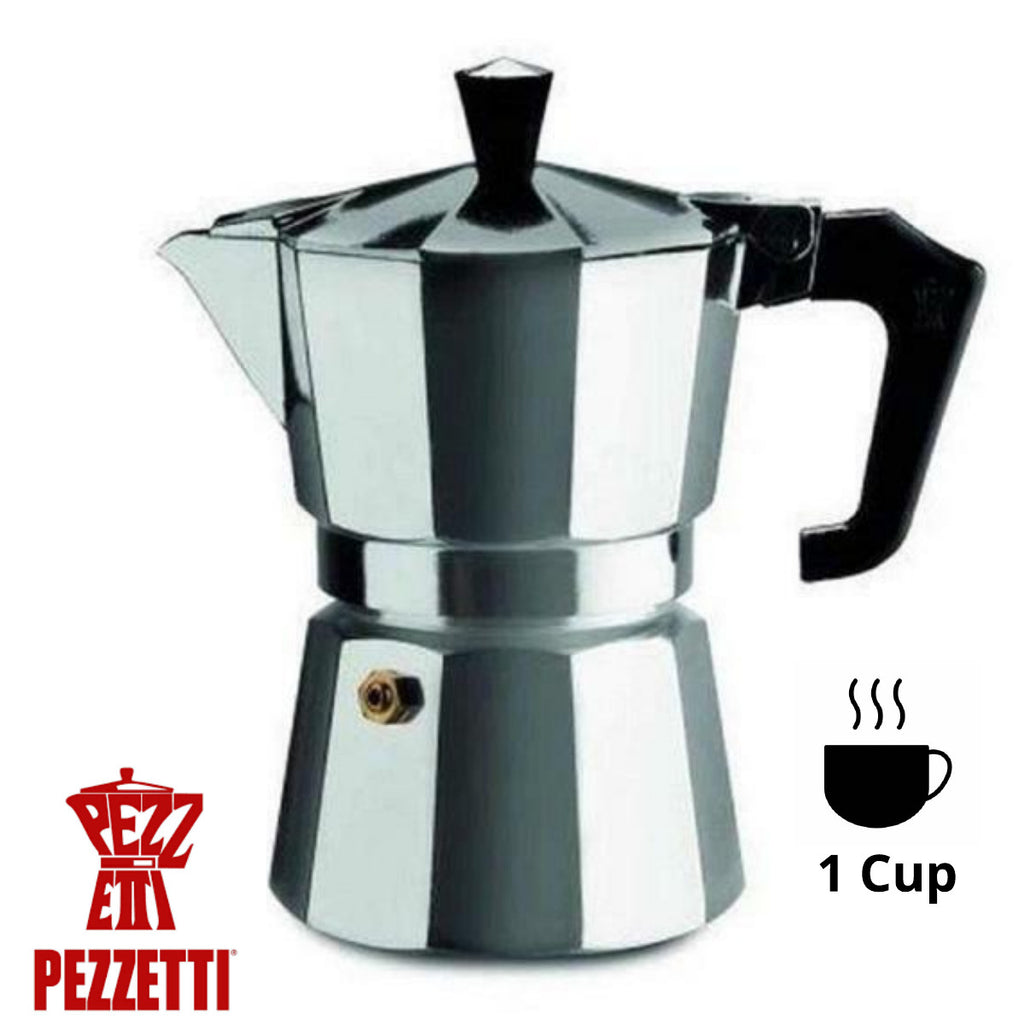 Pezzetti Italexpress Moka Pots Stove Top Coffee Maker - Silver 1 Cup